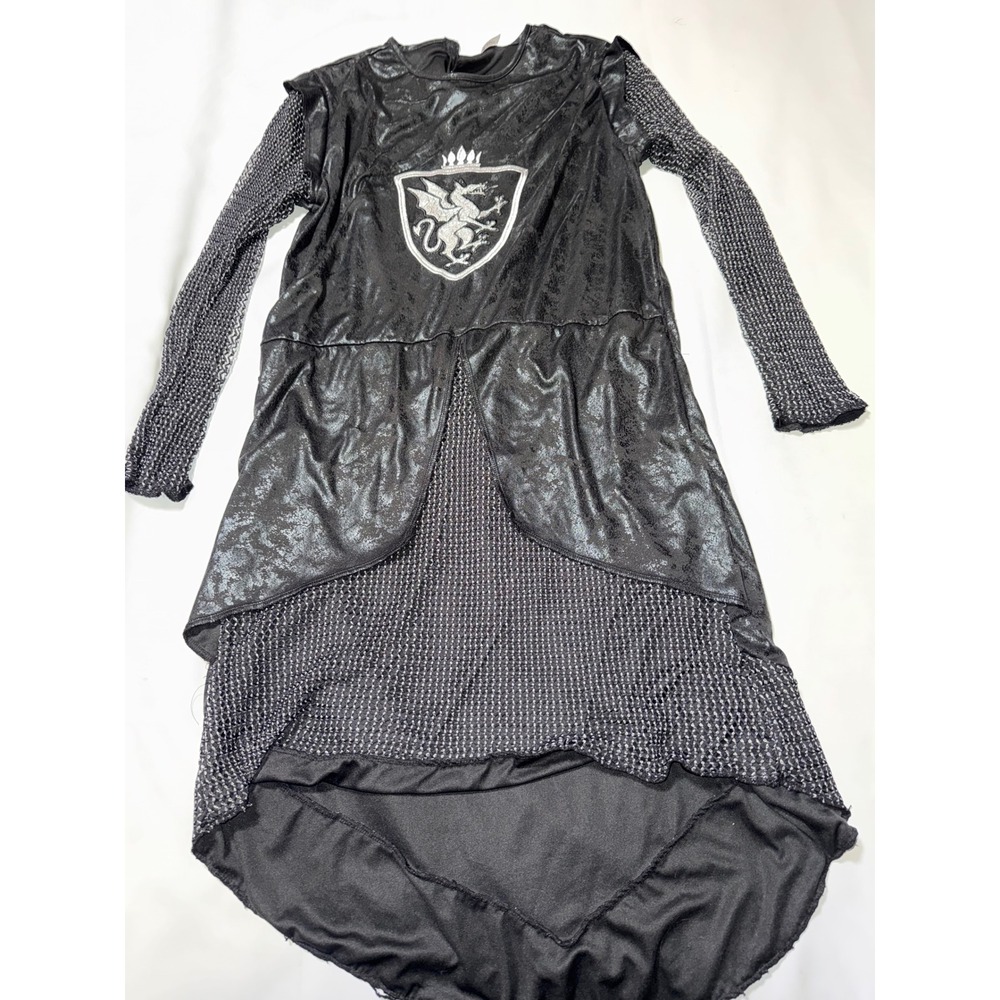 Spirit Halloween Knight Costume Tunic Faux Chainmail Dragon Crest Black Small